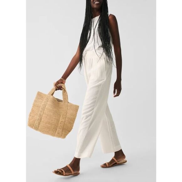 Faherty Dream Cotton Gauze Wide Leg Pant - Picture 2 of 10